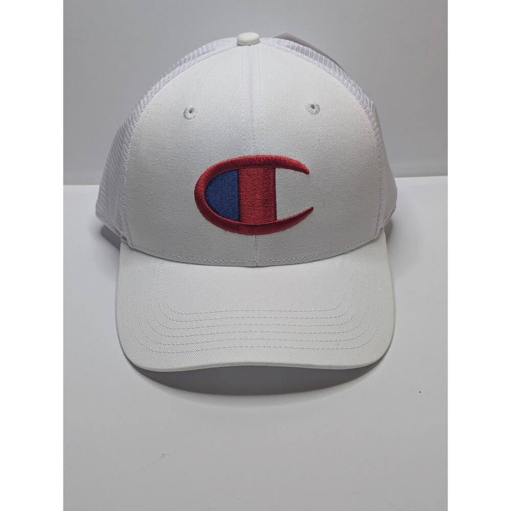 Champion White Mesh Trucker Hat Big C Logo Snapback Cap OS New